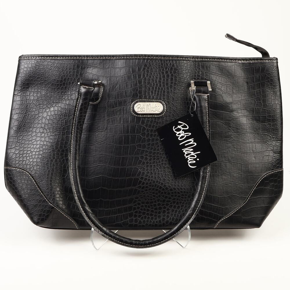 Bob Mackie Everglades Collection Shopper Tote Faux Crocodile Embossed Leather